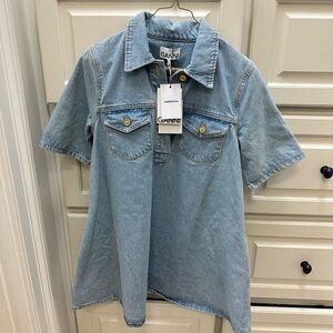 NWT Ganni Light Blue Denim Shirt dress
